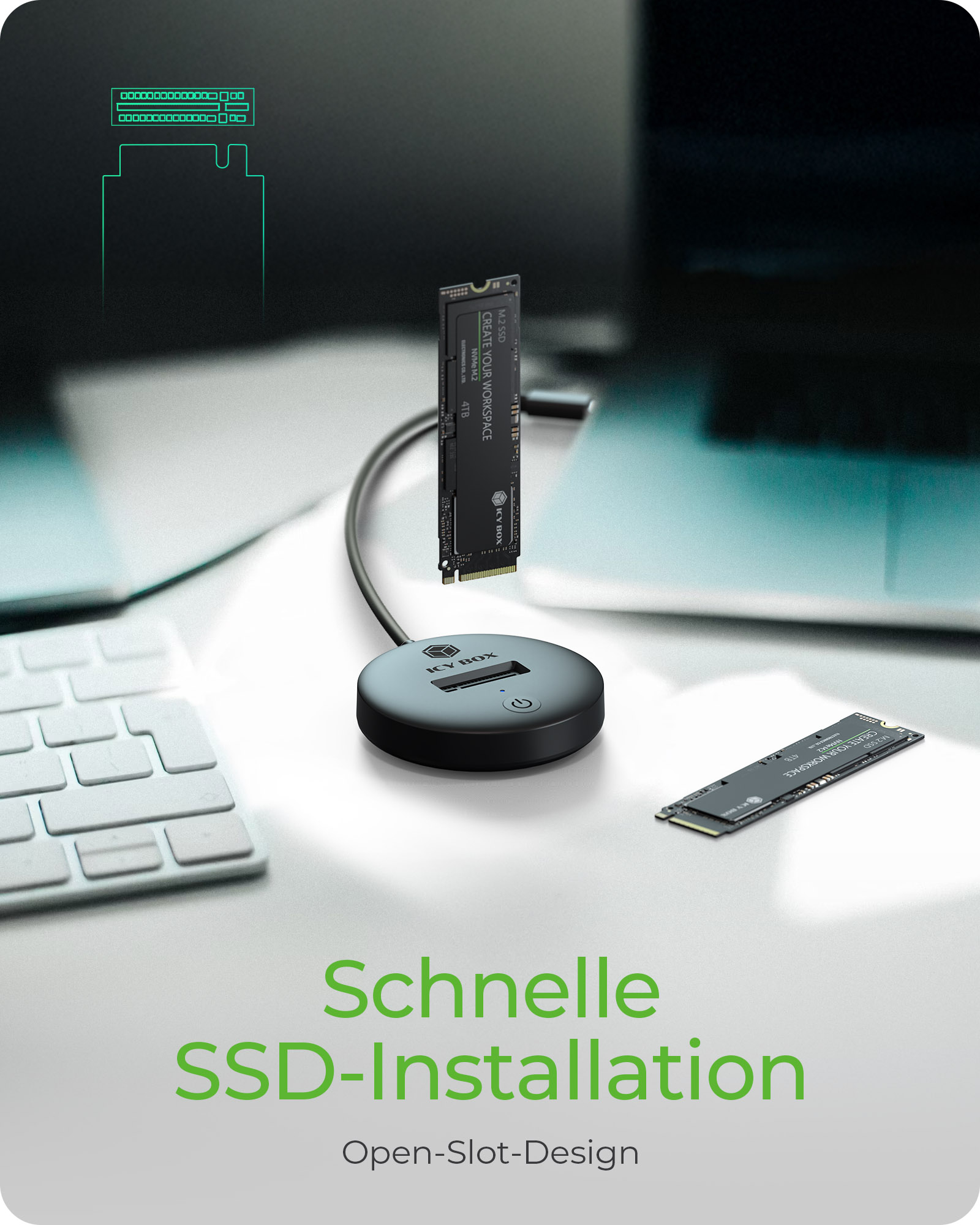 ICY BOX IB-1610MCD-C31 Dockingstation M.2 NVMe/SATA USB 3.2 Gen 2 Schwarz
