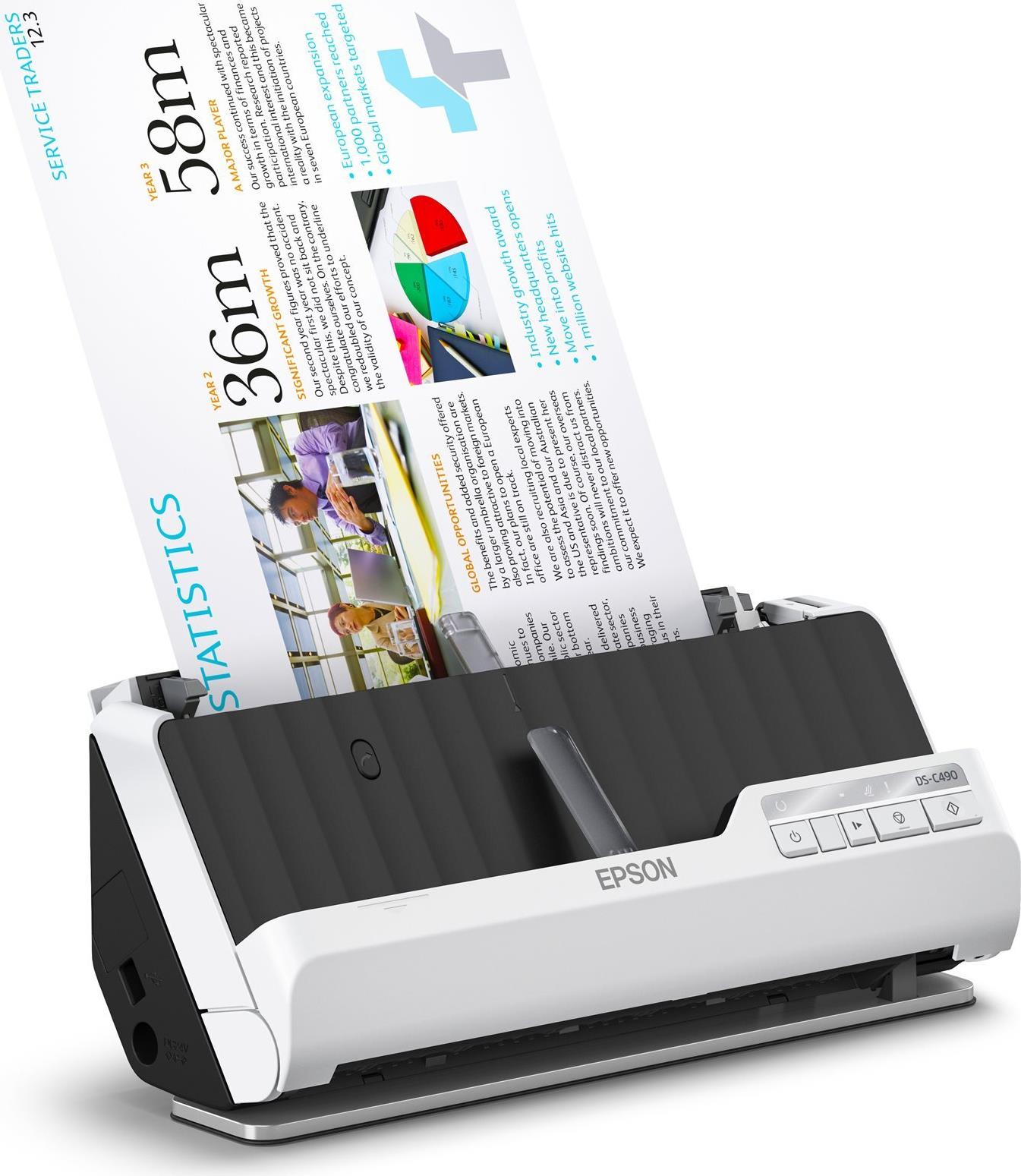Epson DS-C490 Dokumentenscanner Duplex 600 dpi A4/Legal USB 2.0 Schwarz, Weiß