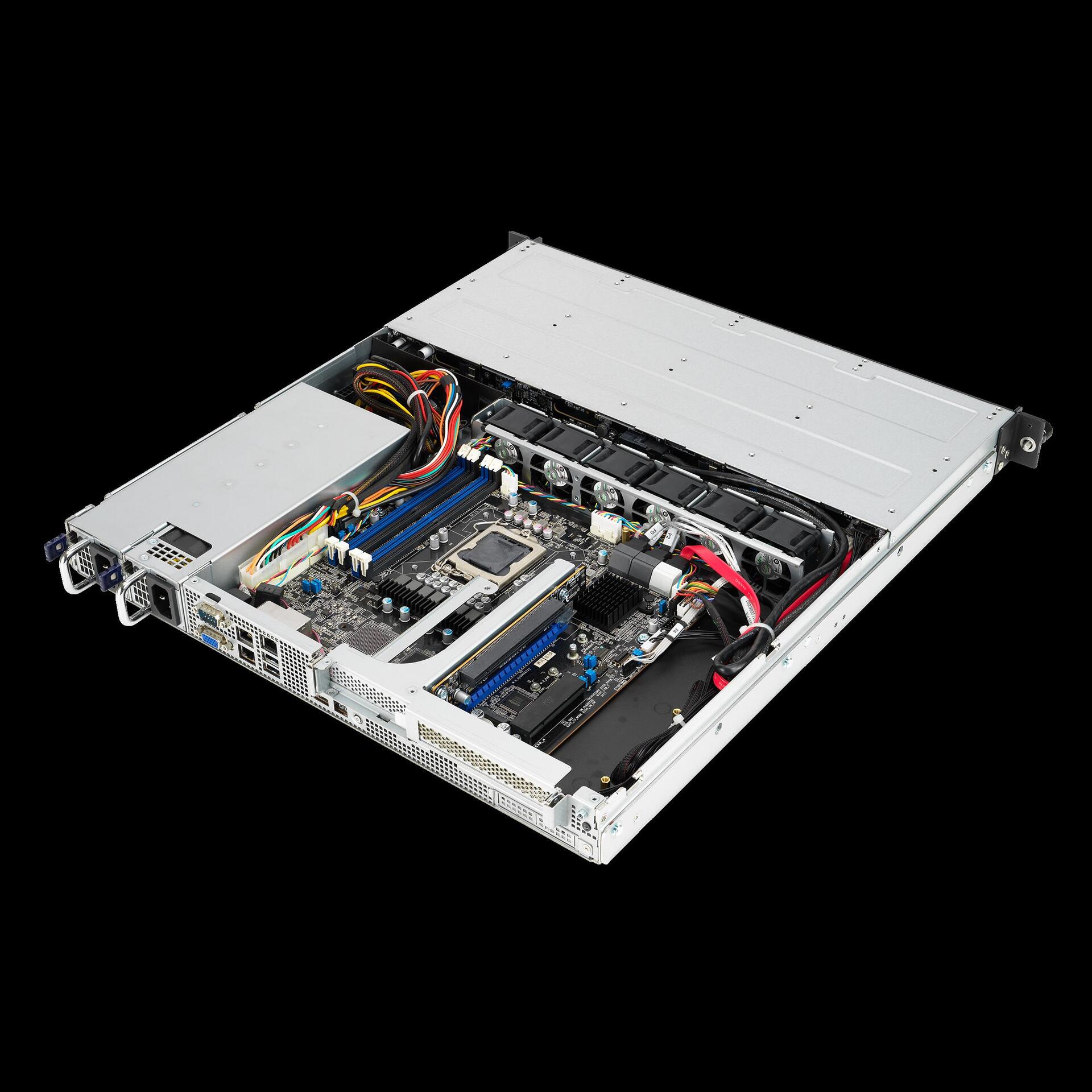 ASUS RS300-E11-RS4 1U Rack-Server mit Intel C252, 4x 3,5" Hot-Swap, redundantes 450W Netzteil, Silber