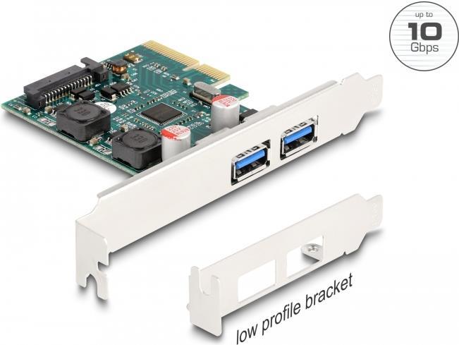 Delock PCI Express x4 Karte zu 2 x extern USB 10 Gbps Typ-A Buchse - Low Profile Formfaktor (90106)
