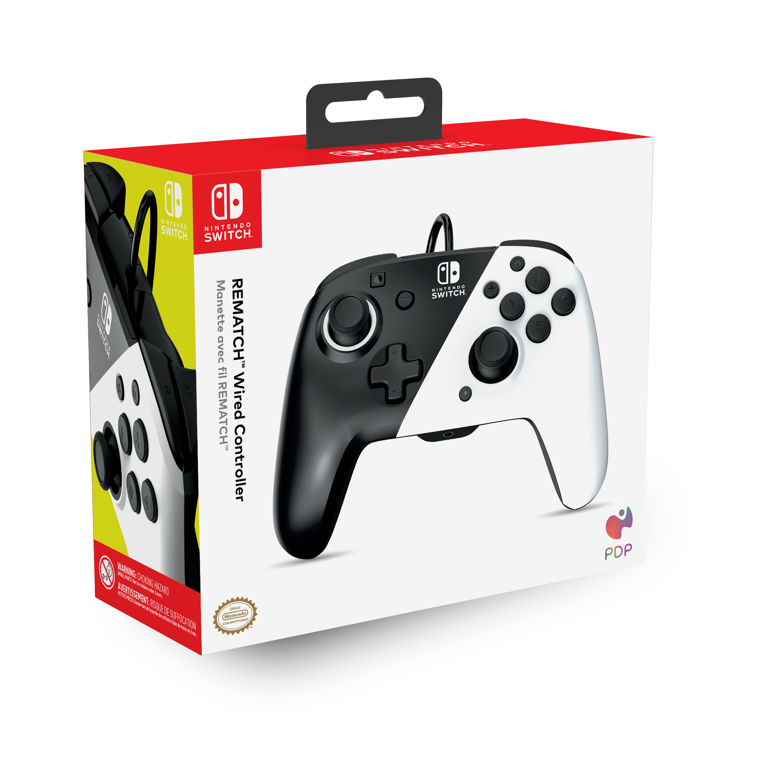 PDP Faceoff Deluxe+ Audio OLED Rematch Gamepad Nintendo Switch Schwarz/Weiß