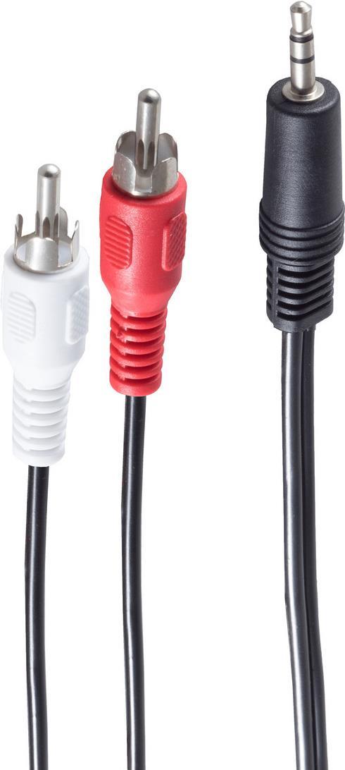 shiverpeaks BASIC-S Audiokabel, 2 x Cinchstecker - 3,5 mm Klinkenstecker, 10,0 m, stereo, im Polybeutel mit (BS30832-10)