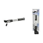 FISCHER Mini-Fahrrad-Luftpumpe, aus Aluminium, Höhe: 295 mm kompakte Abmessungen: (H)295 x (B)80 x (T)40 mm, aus Alu - 1 Stück (85573)