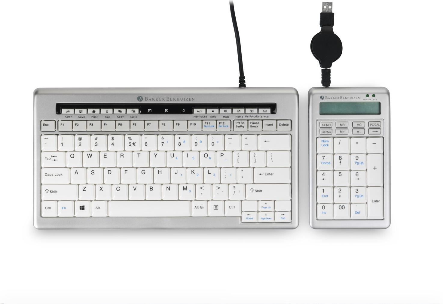 Bakker Elkhuizen S-board 840 Numeric Externer Ziffernblock USB mit Taschenrechnerfunktion Hellgrau/Weiß