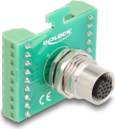 Delock M12Übergabemodul Adapter 17 Pin A-kodiert Buchse zu 18 Terminalblock zum (60660)