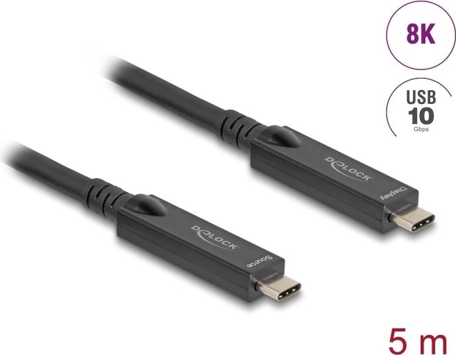 Delock Aktives Optisches USB-C 8K Video+ Daten+ PD Kabel 5 m (84255)