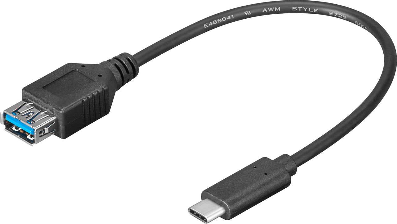 WENTRONIC Goobay USB 3.0 SuperSpeed Kabel > USB-C?, Schwarz, 0.2 m - USB 3.0-Buchse (Typ A) > USB-C