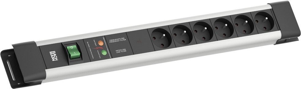 Bachmann CONNECTUS 6xUTE 1xGVS 1xSchalter 2.0m CEE7/7 Grau (BM005931)