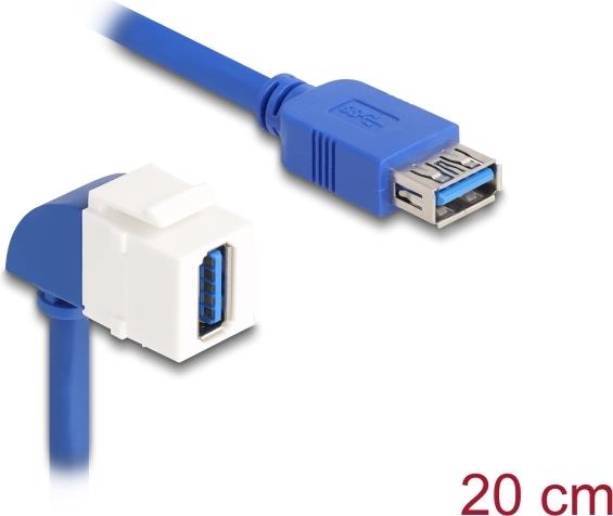 Delock Keystone Modul Kabel USB 5 Gbps Typ-A Buchse zu 90° gewinkelt 20 cm (86964)