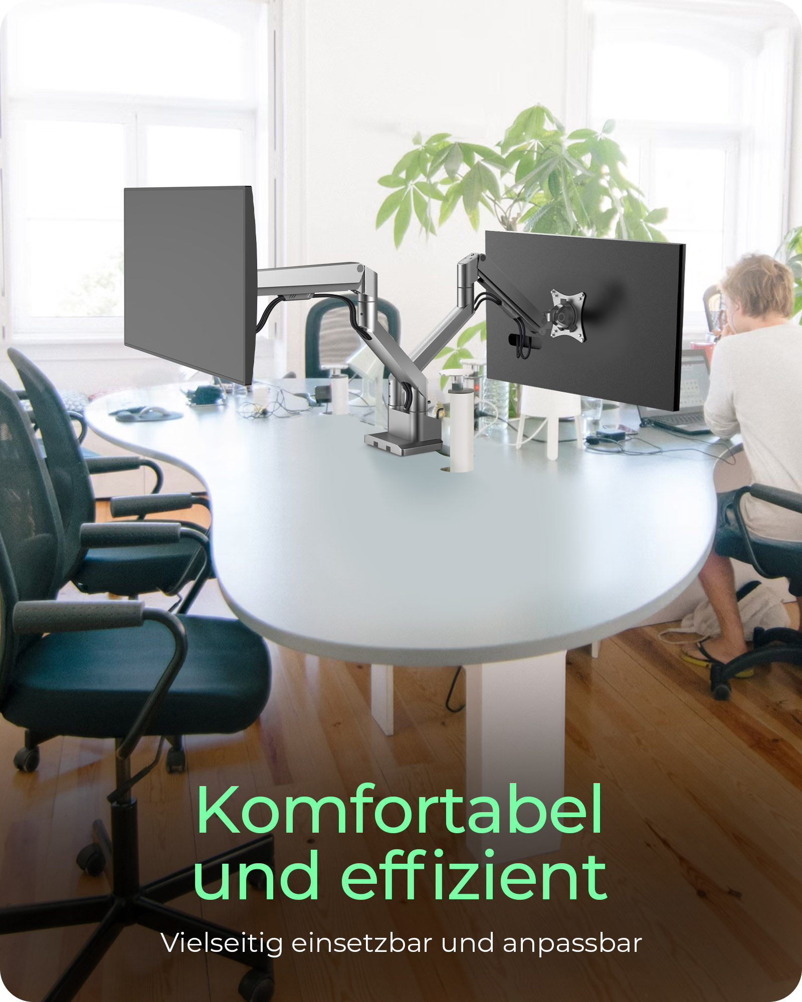 ICY BOX IB-MS524-T Monitorständer für 2 Monitore bis 32" VESA 75x75/100x100 mm 9 kg Silber/Grau