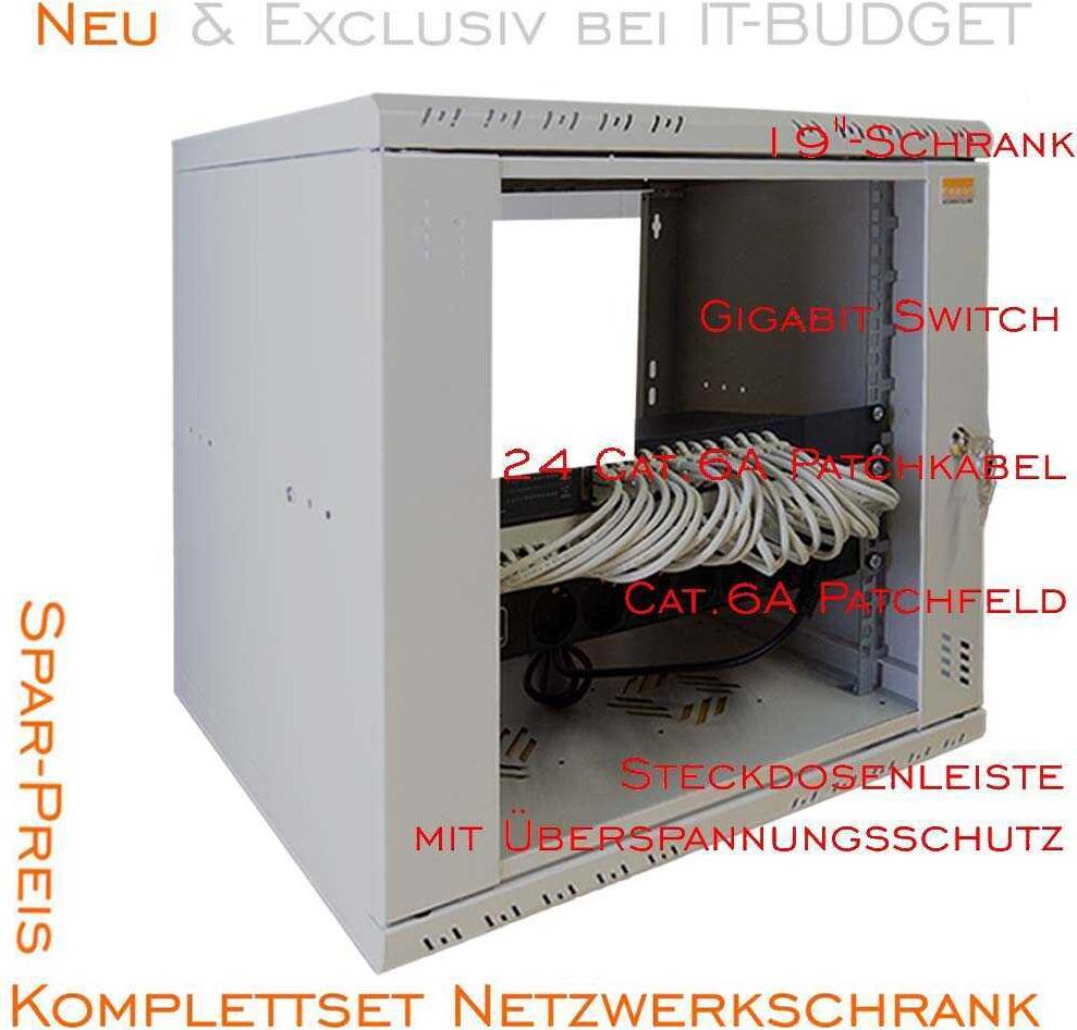 IT-BUDGET Komplettset 19"-Netzwerkschrank TAUNUS (ZAA90ITB191245GG)