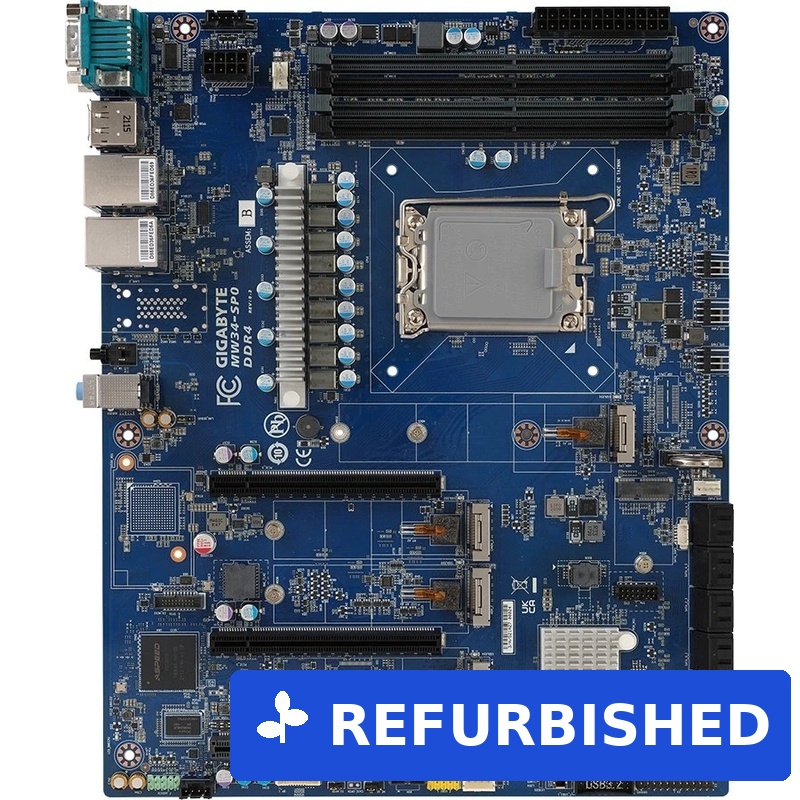 Gigabyte MW34?SP0 Rev.1.0 Mainboard – ATX – Sockel 1700 – Intel W680 – 4x DDR4 – 2x PCIe x16 – 8x SATA – 2.5GbE – Blau (MW34-SP0) (geöffnet) (geöffnet)