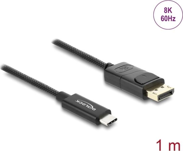 Delock Koaxiales USB Type-C zu DisplayPort Kabel DP Alt Mode 4K 60 Hz mit Geflechtmantel (81701)