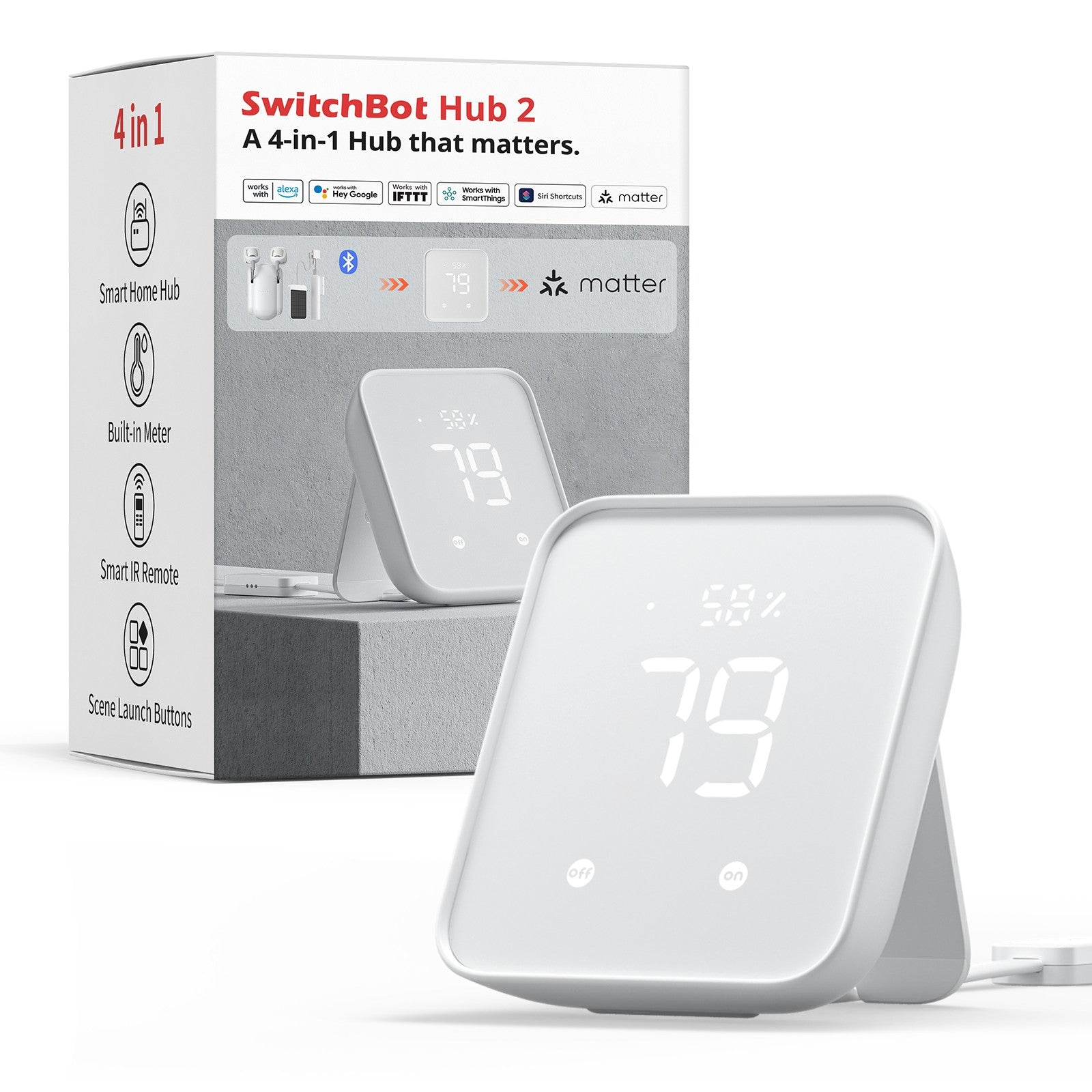SwitchBot Hub 2 IR-Sendesystem Thermo-Hygrometer Weiß