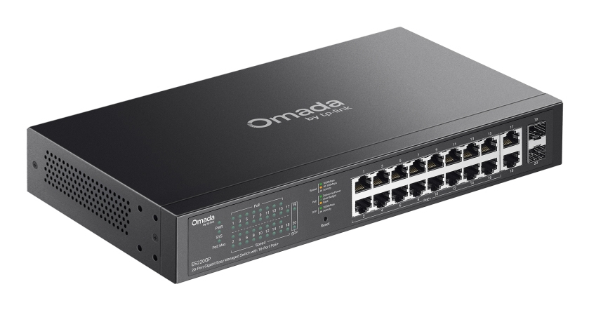 TP-Link Omada ES220GP 20-Port Gigabit Managed PoE+ Switch Schwarz