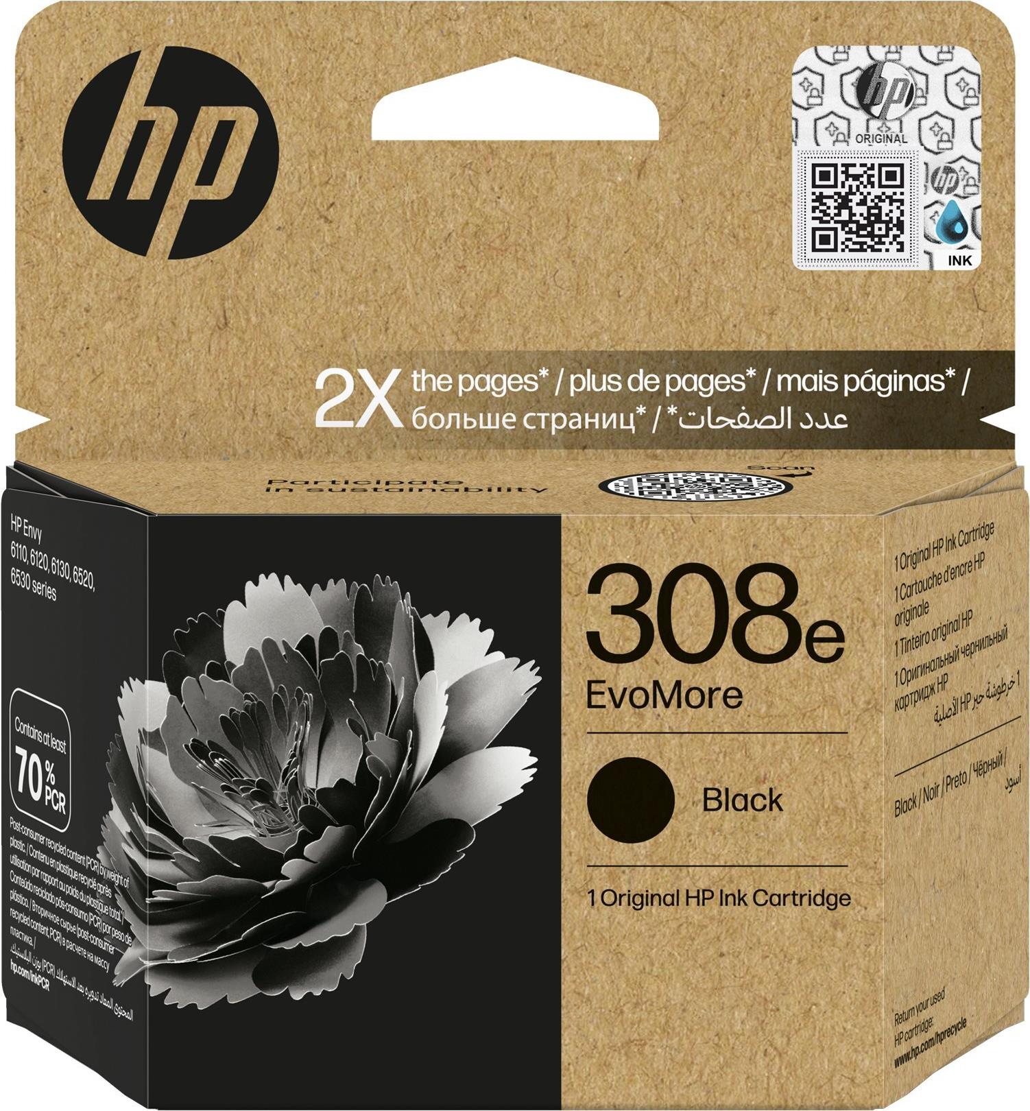 HP 308e EvoMore Black Original Ink Cartridge (7FP22UE#CE1)