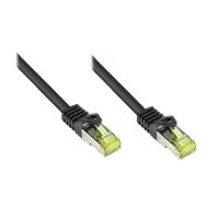 RJ45 Patchkabel mitCat.7 Rohkabel und Rastnasenschutz (RNS®), S/FTP, PiMF, halogenfrei, 600MHz, OFC, schwarz, 25m, Good Connections® (8070R-250S)