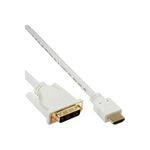 InLine® HDMI-DVI Kabel, weiß/gold, HDMI St auf DVI 18+1 St, 3m (17663U)