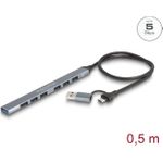 Delock 7 Port Slim USB Hub mit Type-C oder Typ-A zu 1 x 5 Gbps+ 6 (64273)