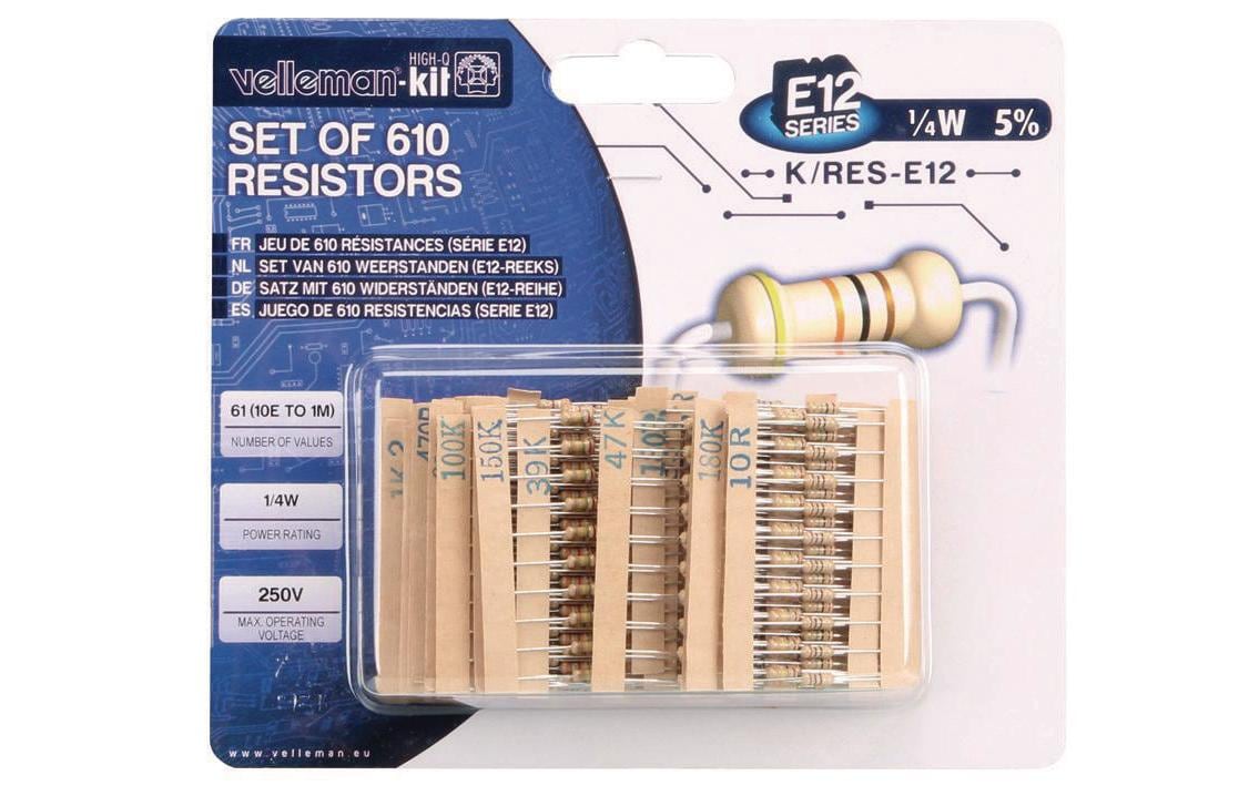 Velleman K/RES-E12 Widerstandssortiment E12-Reihe 610 Teile