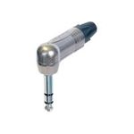 3 pole right-angle 1/4" professional phone plug, nickel contacts, nickel shell (NTR-NP3RX)