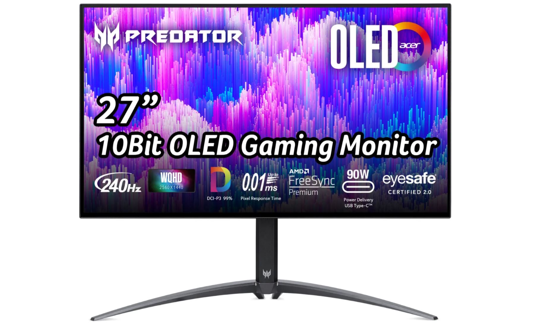 Acer Predator X (X27UX1biiphx) 26,5" QD-OLED Gaming Monitor 67,3 cm (26,5 Zoll), QD-OLED, 1000nits, 240Hz, 2x HDMI 2.1, 1x DP [Energieklasse G] (UM.GXXEE.101)