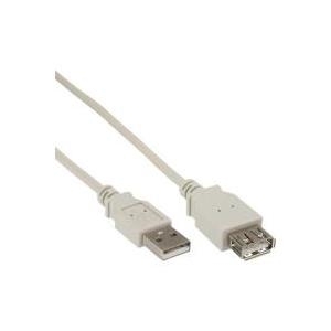 InLine® USB 2.0 Verlängerung, St/Bu Typ A, beige, 0,3m (34633)