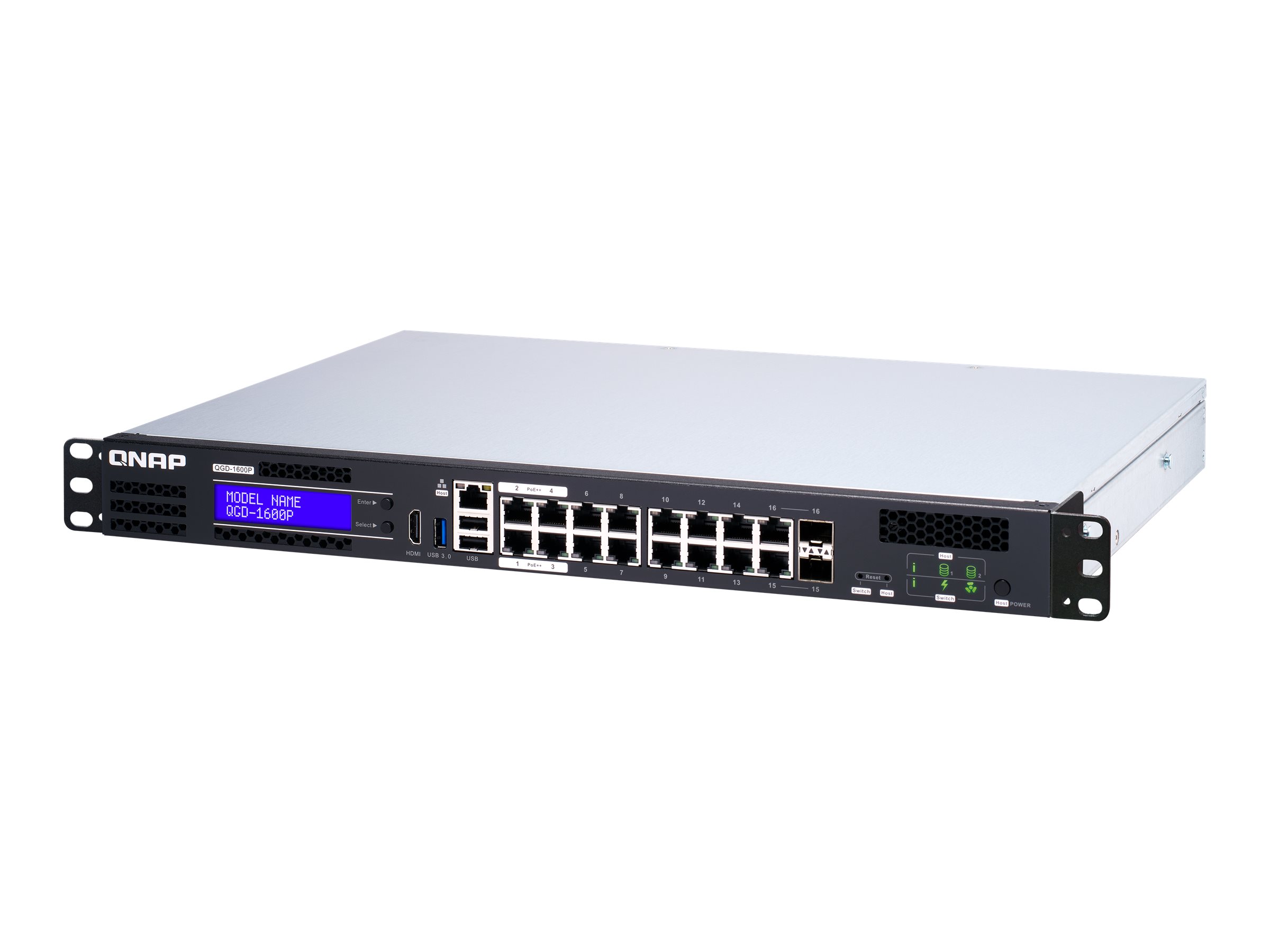 QNAP QGD-1600P Managed PoE++ Switch 16 Ports 1U Schwarz Grau