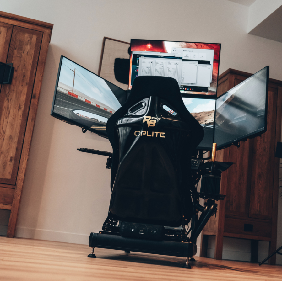 Oplite R8 On Top Single Monitorständer Flug-/Rennsimulator Weiß