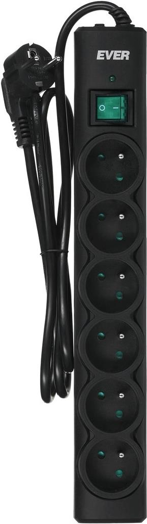 Ever OPTIMA Überspannungsschutz 6-fach 250 V 175 J 1,5 m Schwarz