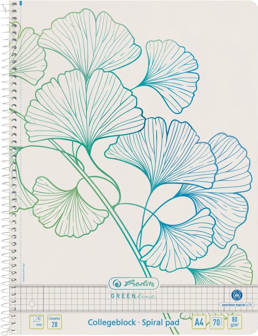 Herlitz GREENline Notizbuch A4 70 Blätter Weiß (50033485)