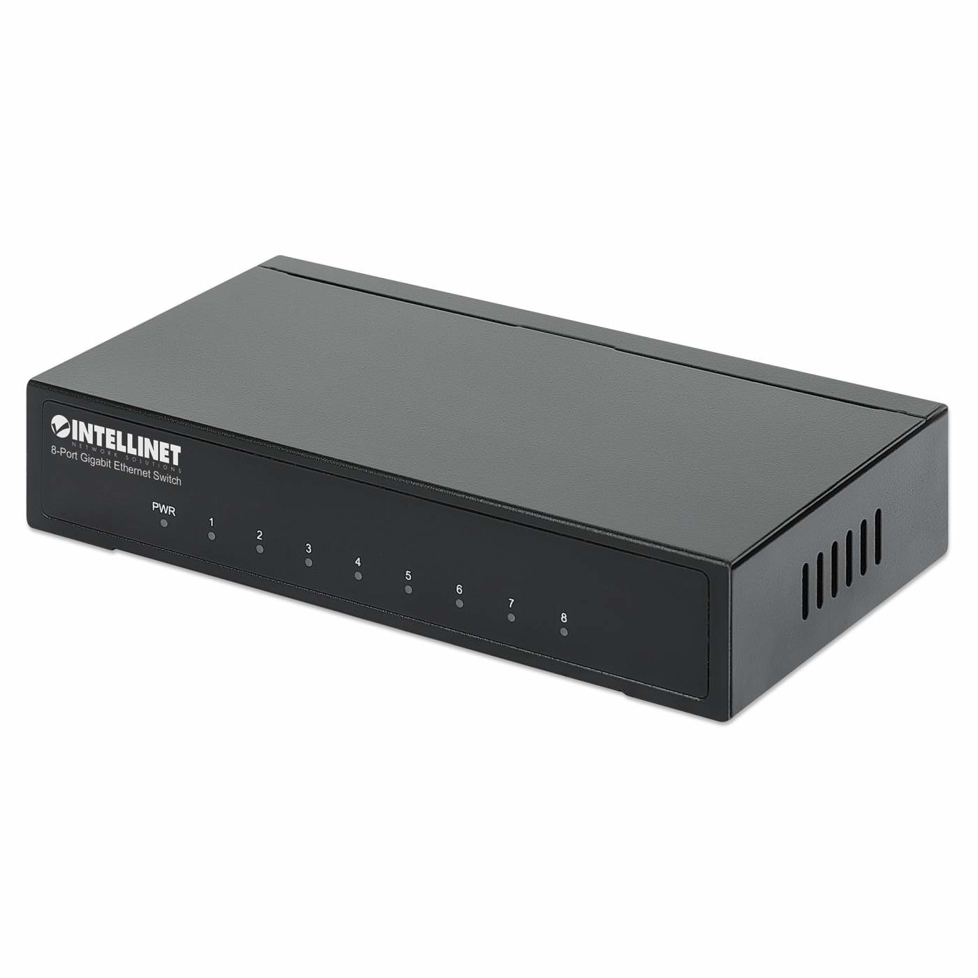 Intellinet 8-Port Gigabit Ethernet Desktop Switch, Metallgehäuse, Schwarz