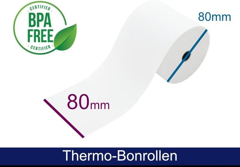 ARTDEV Thermorolle - 80 80 12.7 (B/D(max.)/K) 10 Jahres-Qualität, weiss, 55g, 80m, Phenol-frei (ADT808012-40-BPA0)
