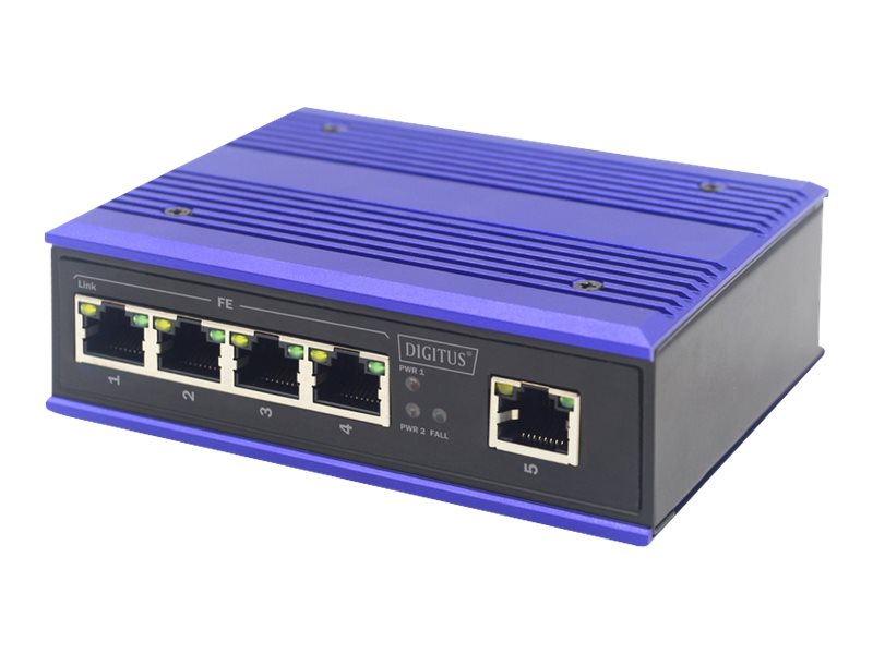 Digitus DIGITUS Professional DN-650105 Industrial Switch 5 x 10/100 Schwarz, Blau