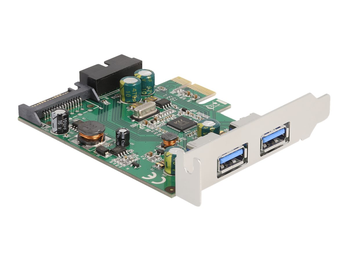 Delock 90096 PCI Express 2.0 x1 Karte 2x USB 3.2 Gen 1 Typ-A extern + 1x USB 3.0 19-Pin intern Low-Profile Silver