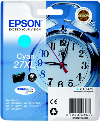 Epson Ink/27XL Alarm Clock 10.4ml CY (C13T27124012)
