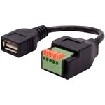 EXSYS GmbH Kabel-Adapter USB-A Buchse zu 5-pin Terminal Block mit Drucktaster, USB 2.0, 15 cm (EX-49128)