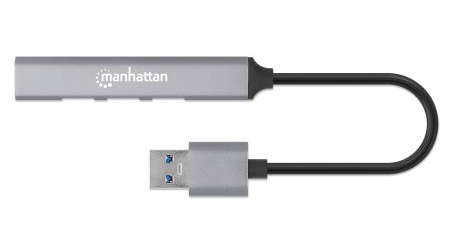 Manhattan 168427 USB-Hub 4-Port USB 3.2 Gen 1 Aluminium Space-grau