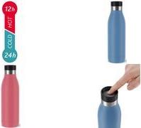 emsa Isolier-Trinkflasche BLUDROP, 0,7 Liter, aqua-blue aus Edelstahl, spülmaschinenfest, Quick Press Verschluss,