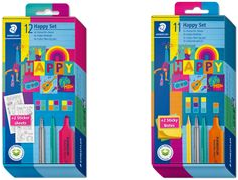 STAEDTLER Schreibset HAPPY, 12-teilig Inhalt: 4 Textmarker classic (gelb, orange, magenta, blau), - 1 Stück (61 SC1 HA)