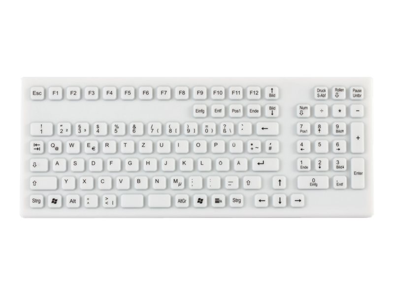 GETT TKG-106-IP68-WHITE USB Silikon-Tastatur 106 Tasten QWERTZ Weiß