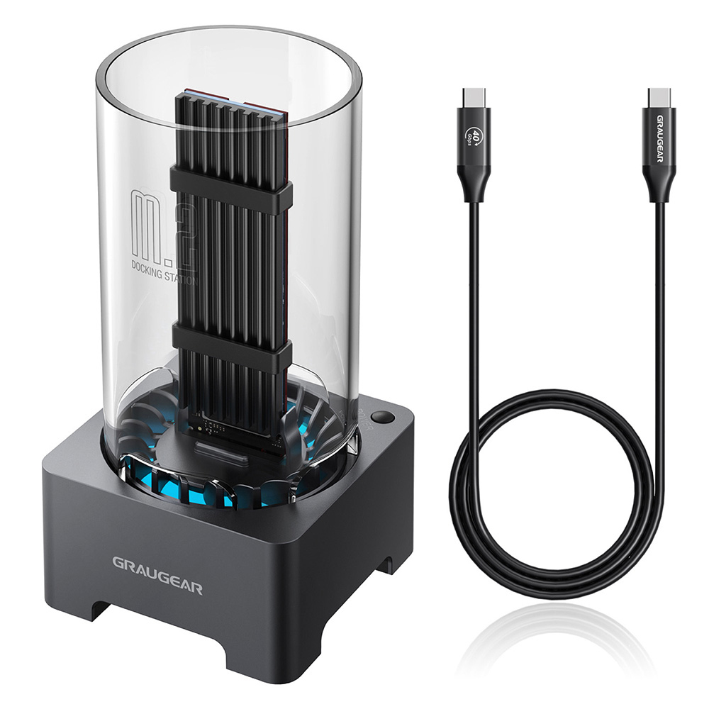 GrauGear Docking Station USB 4.0 für M.2 PCIe Gen4x4 NVMe SSD Grau