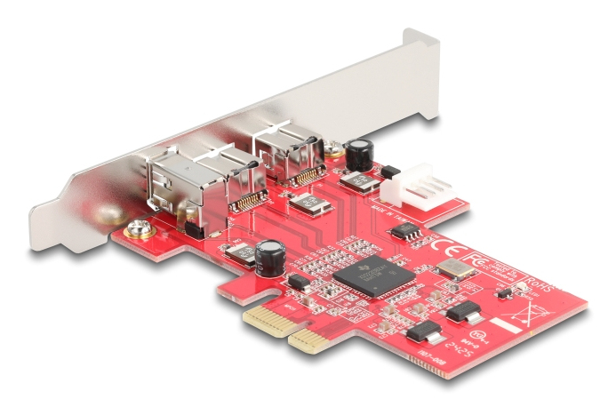 Delock FireWire-Adapter PCIe 1.1 x1 zu 2 x extern FireWire (1 x 9-polig, 1 x 6-polig) Low Profile