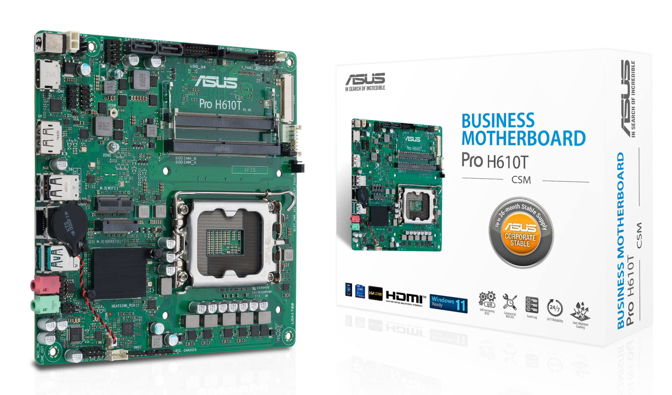 ASUS Pro H610T-CSM Mainboard Thin Mini-ITX Intel H610 LGA1700 DDR5 Gold