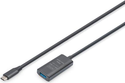 DIGITUS Aktives USB 3.2 Gen1 5G Verlängerungskabel, USB-C - USB-A, 5m (DA-73110)