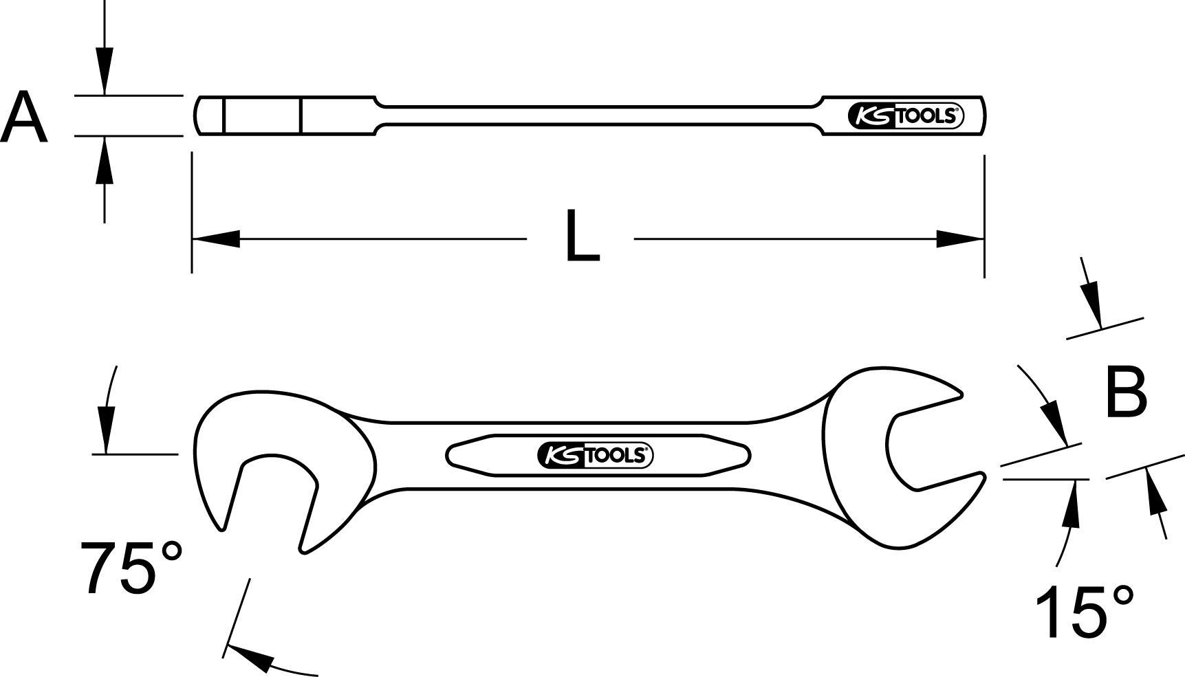 KS TOOLS Doppelmaulschlüssel,15°+75° 13mm (517.1830)