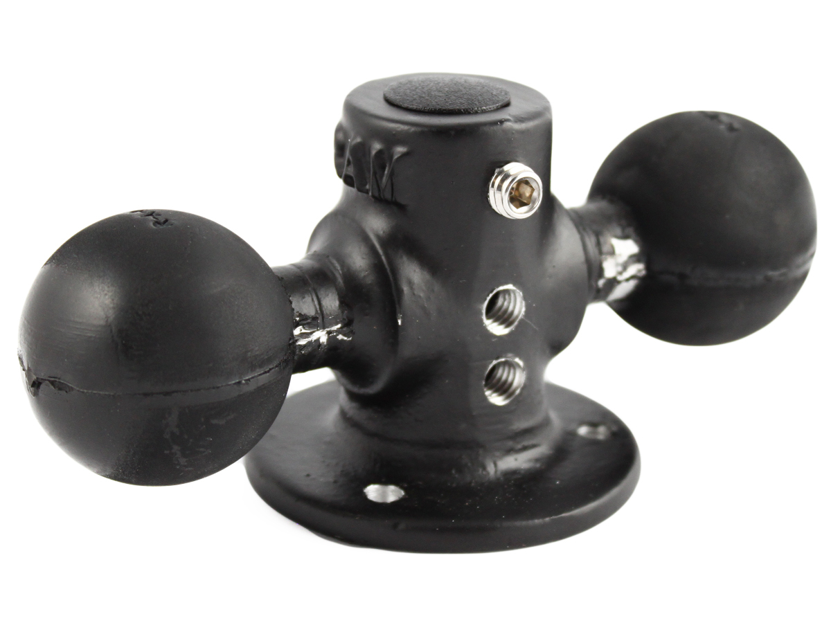 RAM Mounts RAM-217-1U Runde Doppelkugel-Basis 1,5" C-Kugel Marine-Aluminium, Schwarze Pulverbeschichtung