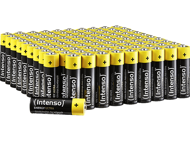 Intenso Energy Ultra AA/LR6 Alkaline Batterien 100er-Pack 1,5 V 2600 mAh Schwarz, Gelb