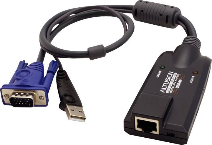 ATEN KA7570 Local Transmitter KVM-Adapterkabel VGA USB RJ-45 Schwarz, Blau, Metallisch