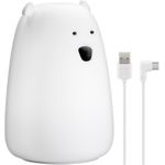 Goobay LED-Nachtlicht "Eisbär" - warmweißes Licht und 7 Farbwechsel (RGB-Licht), mit 3 Leuchtmodi, Touch-Sensor und Li-Ion-Akku (3,7 V/1200 mAh), aus weichem Silikon (61647)